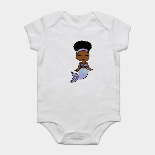 Cute Afro Girl Black Mermaid Baby Bodysuit by logiamerch